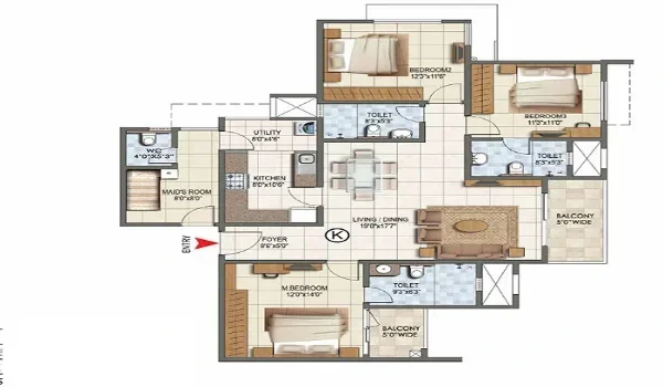 Featured Image of The Prestige Place Hyderabad 3 Bhk Apartment Floor Plan